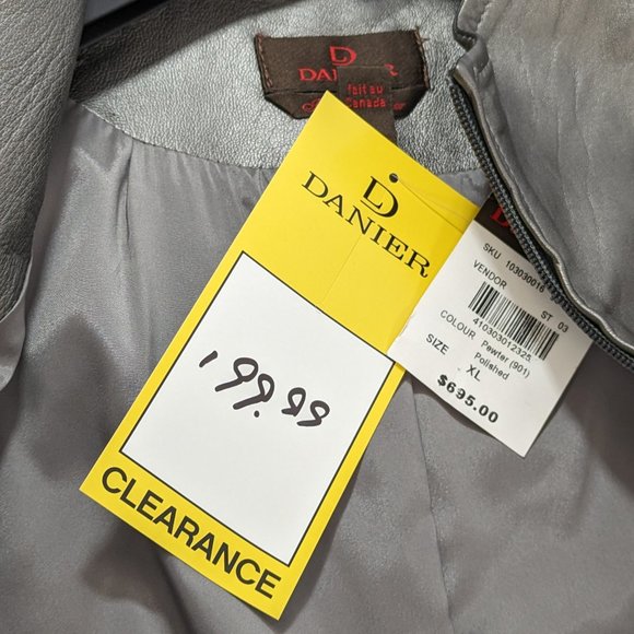 Danier Leather Jacket Zip Up Pewter Gray NWT Size XL - Picture 11 of 16